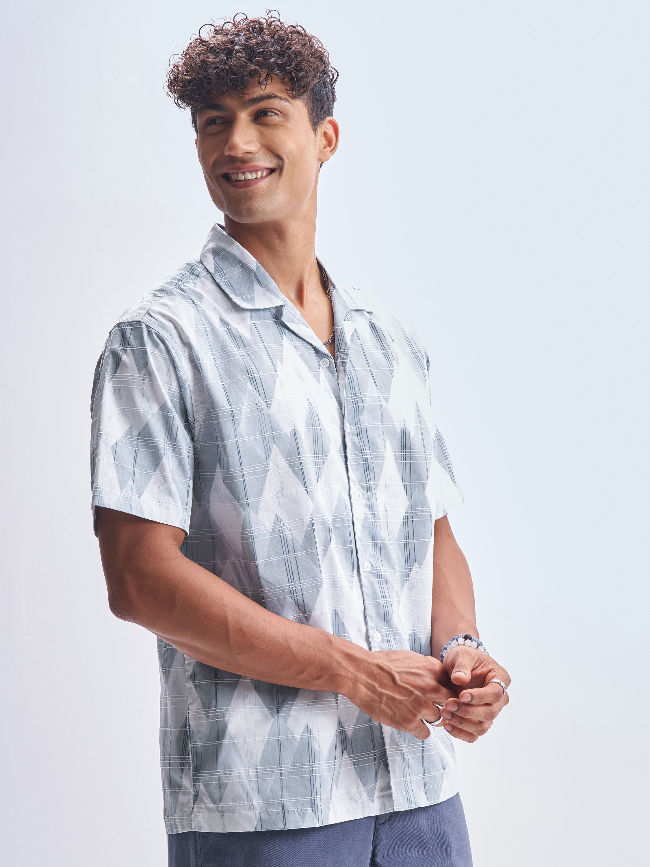 Highlander Men Blue Printed Relaxed Fit Casual Shirt - Blue - Image 6