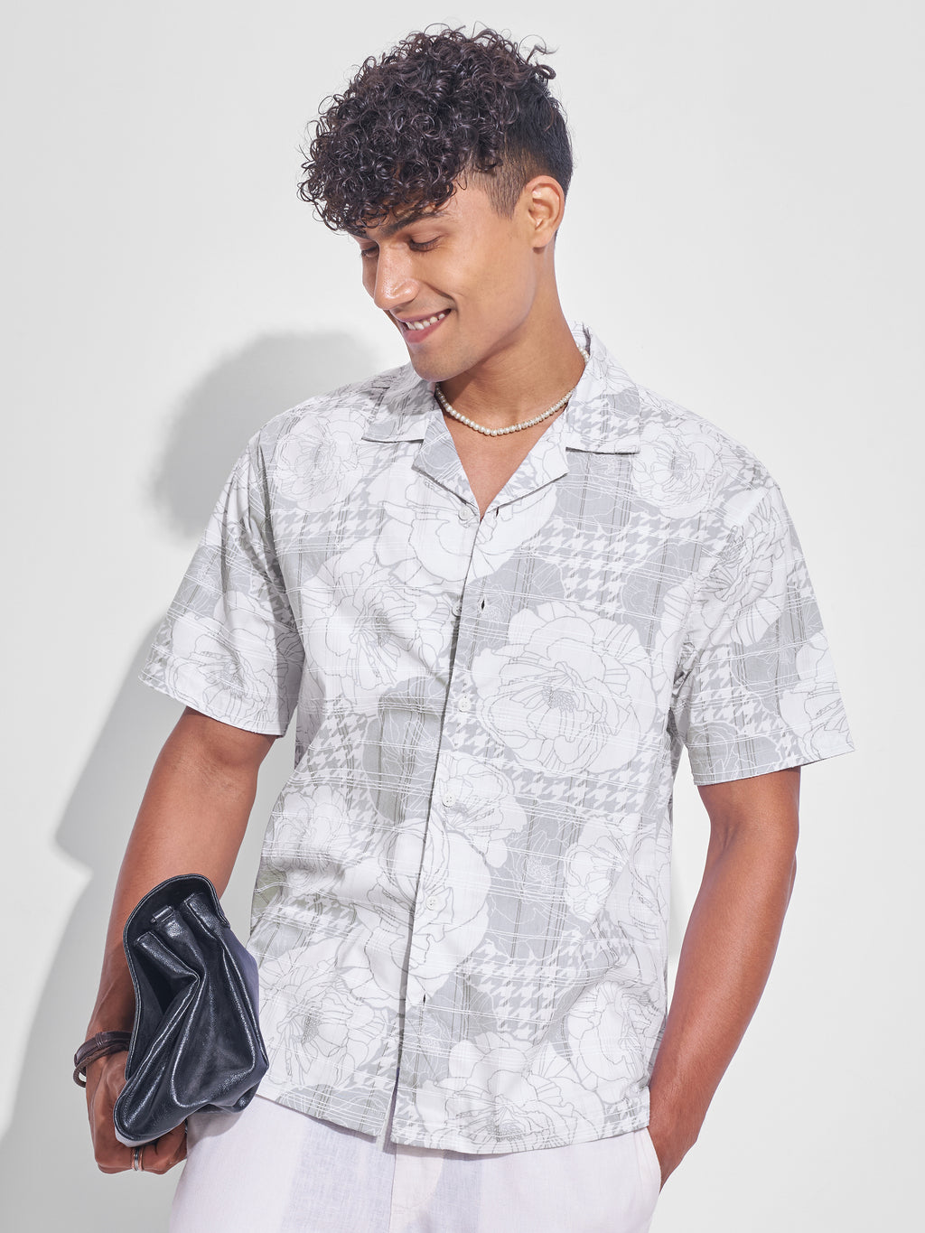 Highlander Men Grey Printed Relaxed Fit Casual Shirt - Grey - Image 1