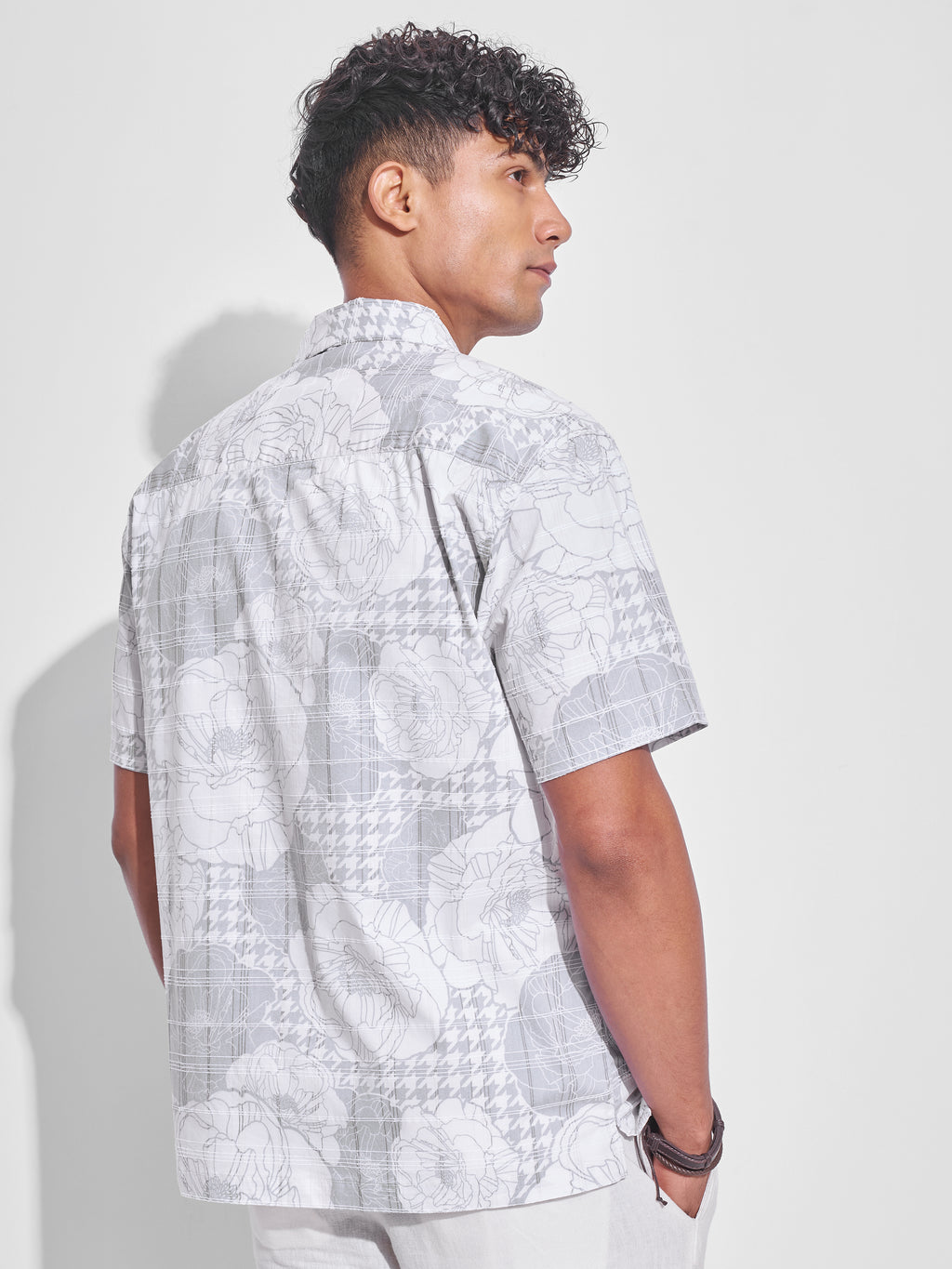 Highlander Men Grey Printed Relaxed Fit Casual Shirt - Grey - Image 3