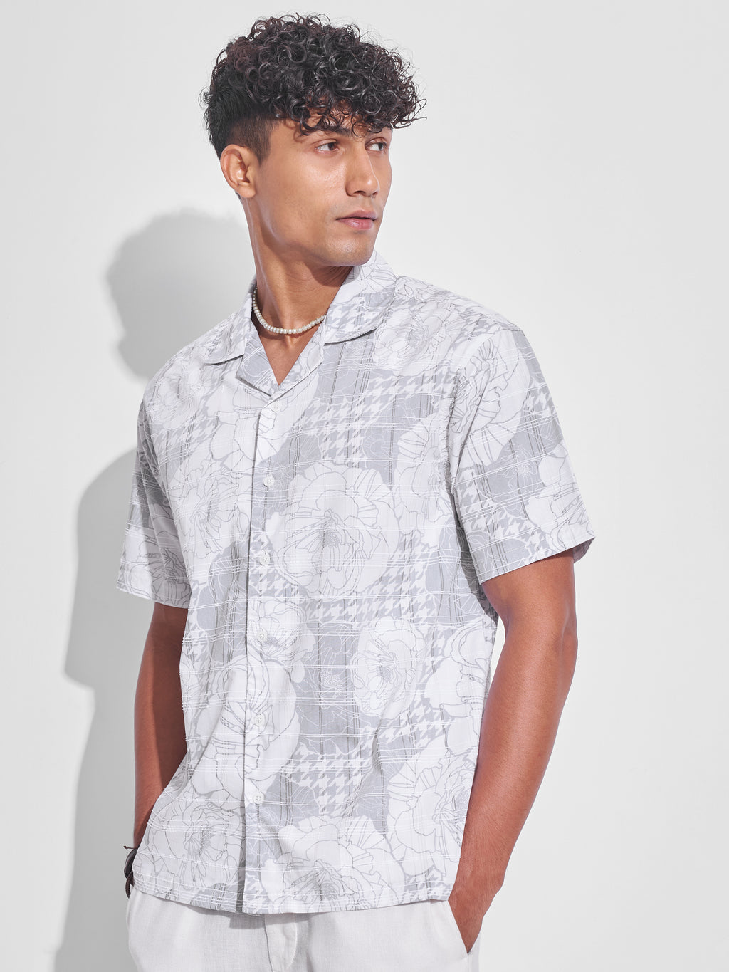 Highlander Men Grey Printed Relaxed Fit Casual Shirt - Grey - Image 4