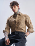 Highlander Men Khaki Self Design Relaxed Fit Casual Shirt - Khaki - Image 1