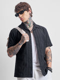 Highlander Men Black Self Design Relaxed Fit Casual Shirt - Black - Image 1