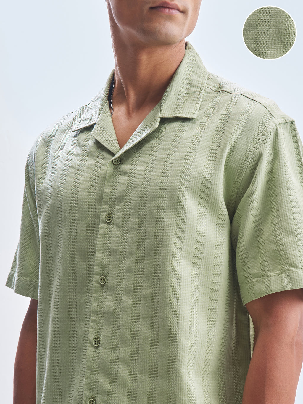 Highlander Men Green Self Design Relaxed Fit Casual Shirt - Green - Image 5