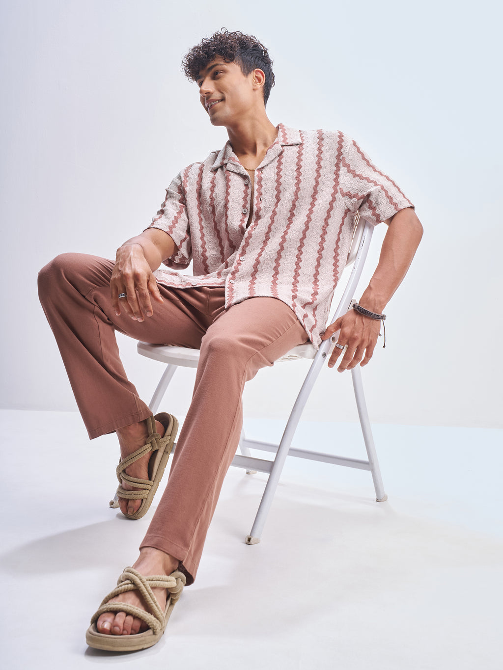 Highlander Men Pink Striped Relaxed Fit Casual Shirt - Pink - Image 2