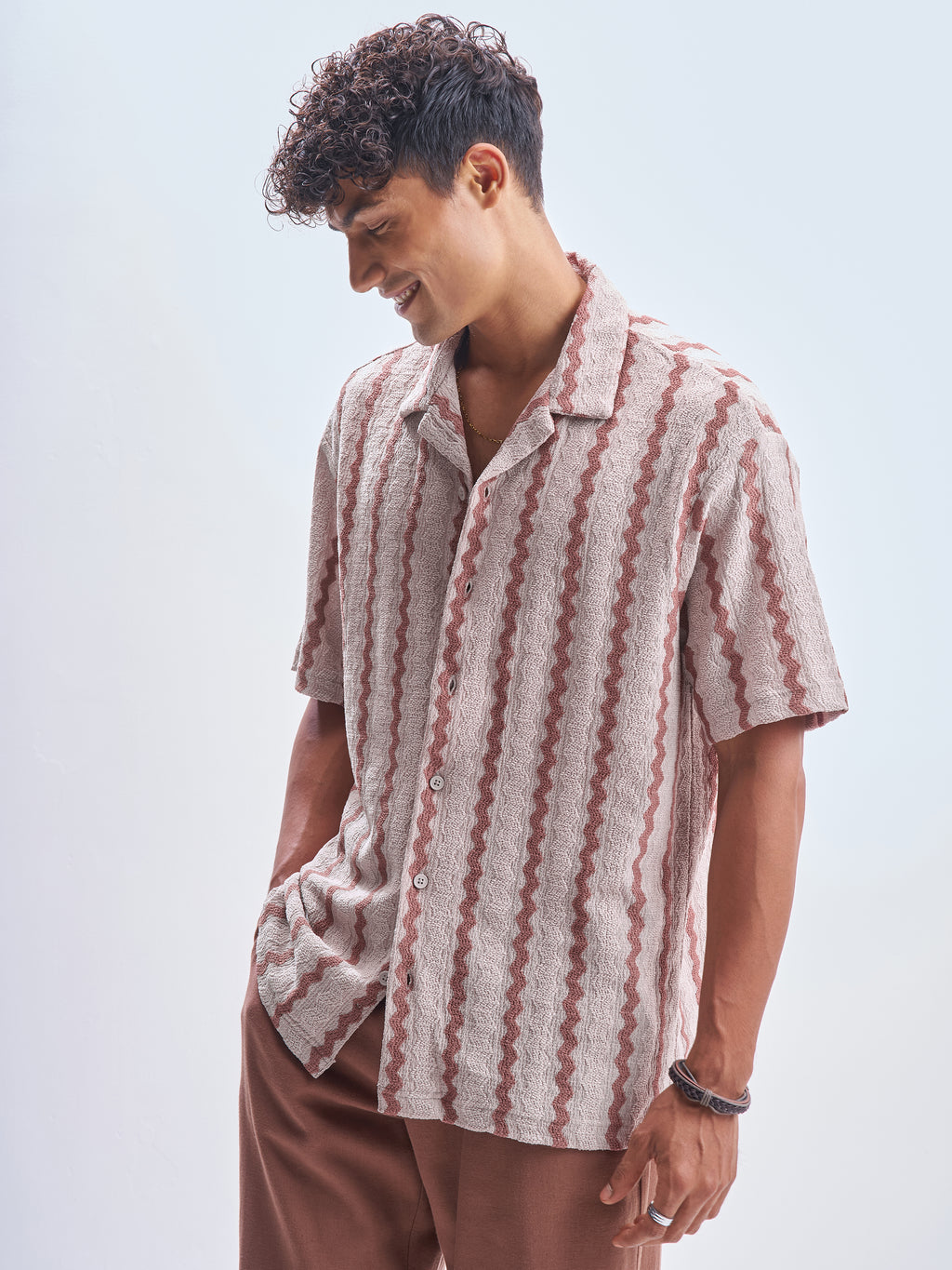Highlander Men Pink Striped Relaxed Fit Casual Shirt - Pink - Image 4
