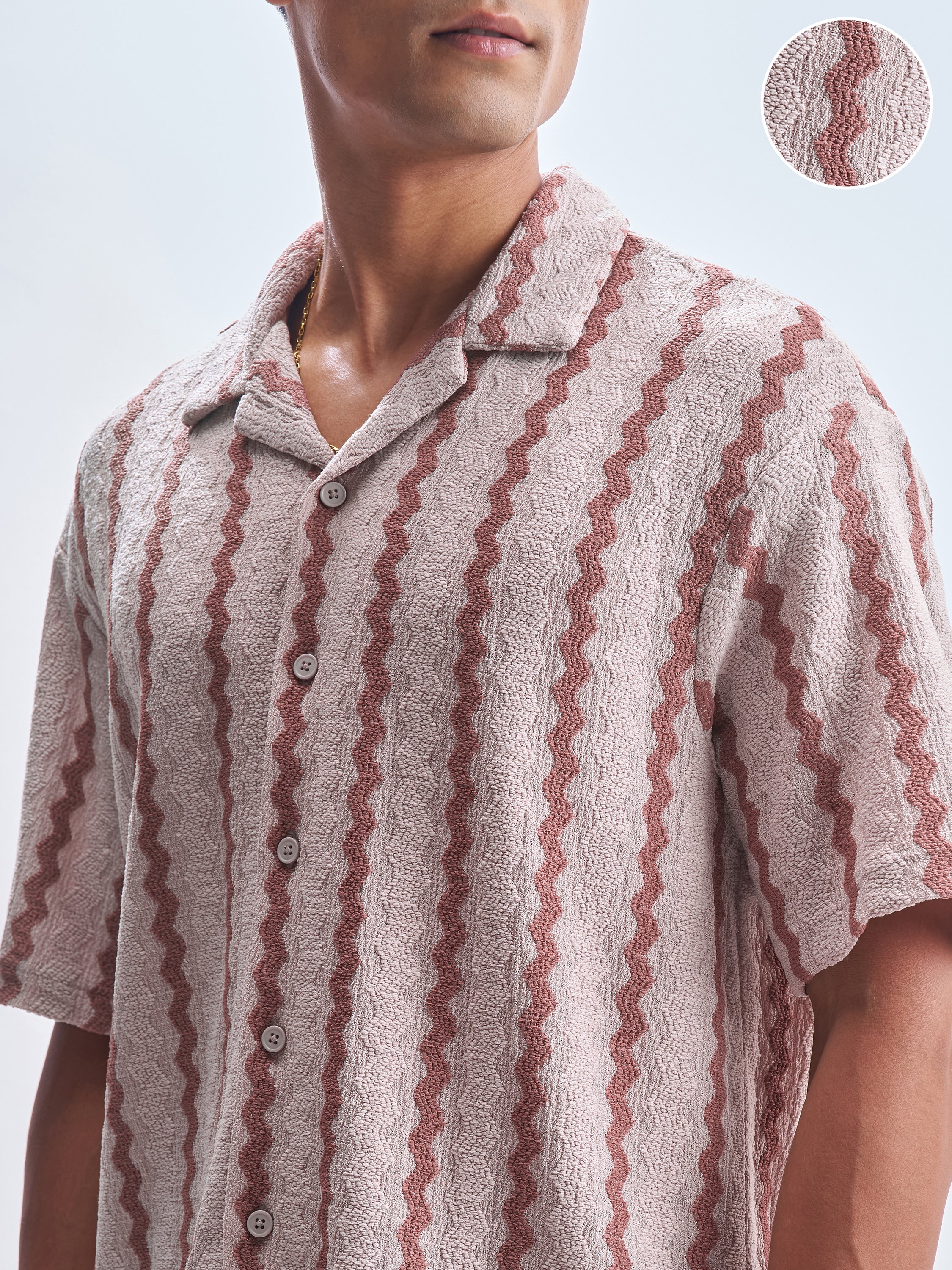 Highlander Men Pink Striped Relaxed Fit Casual Shirt - Pink - Image 5