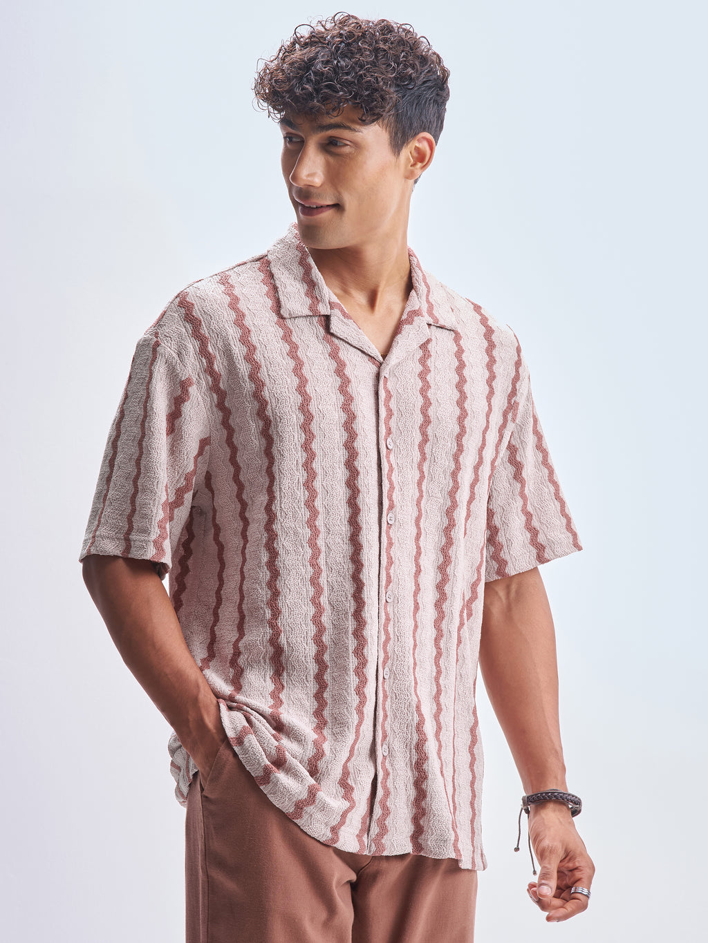 Highlander Men Pink Striped Relaxed Fit Casual Shirt - Pink - Image 6