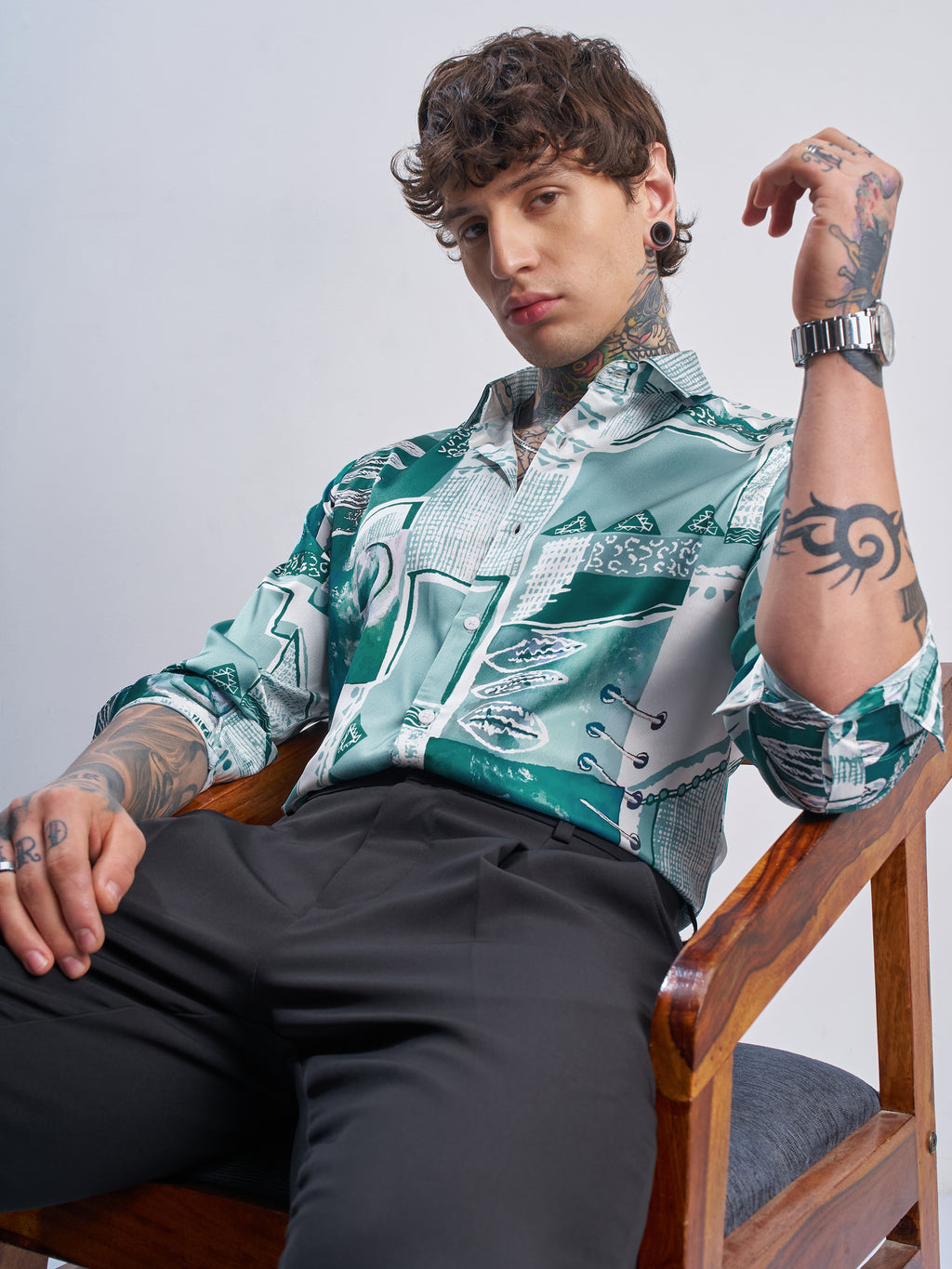 Highlander Men Off White Printed Slim Fit Casual Shirt - Off White - Image 1