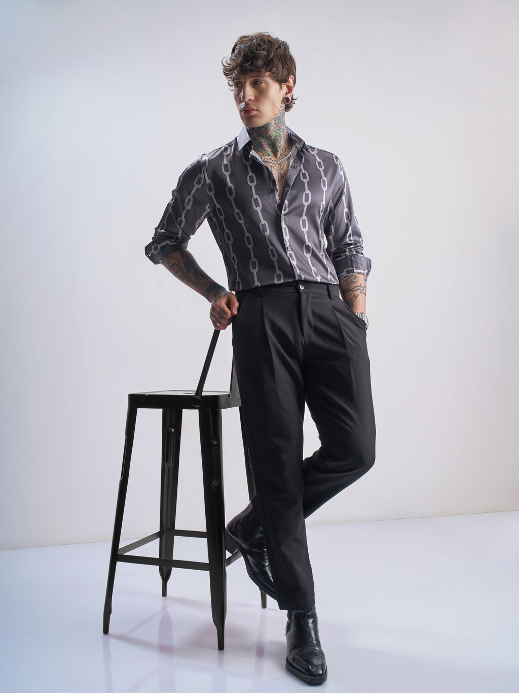 Highlander Men Grey Printed Slim Fit Casual Shirt - Grey - Image 2