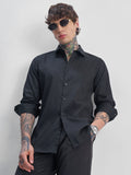 Highlander Men Black Self Design Slim Fit Casual Shirt - Black - Image 1