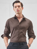 Highlander Men Brown Self Design Slim Fit Casual Shirt - Brown - Image 1