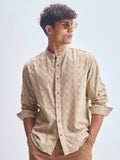 Highlander Men Khaki Self Design Relaxed Fit Casual Shirt - Khaki - Image 1
