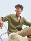 Highlander Men Green Self Design Relaxed Fit Casual Shirt - Green - Image 1