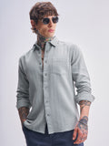 Highlander Men Grey Self Design Slim Fit Casual Shirt - Grey - Image 1