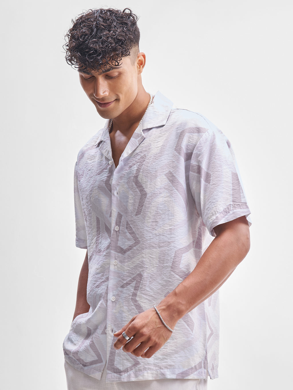 Highlander Men Lavender Printed Slim Fit Casual Shirt - Lavender - Image 4