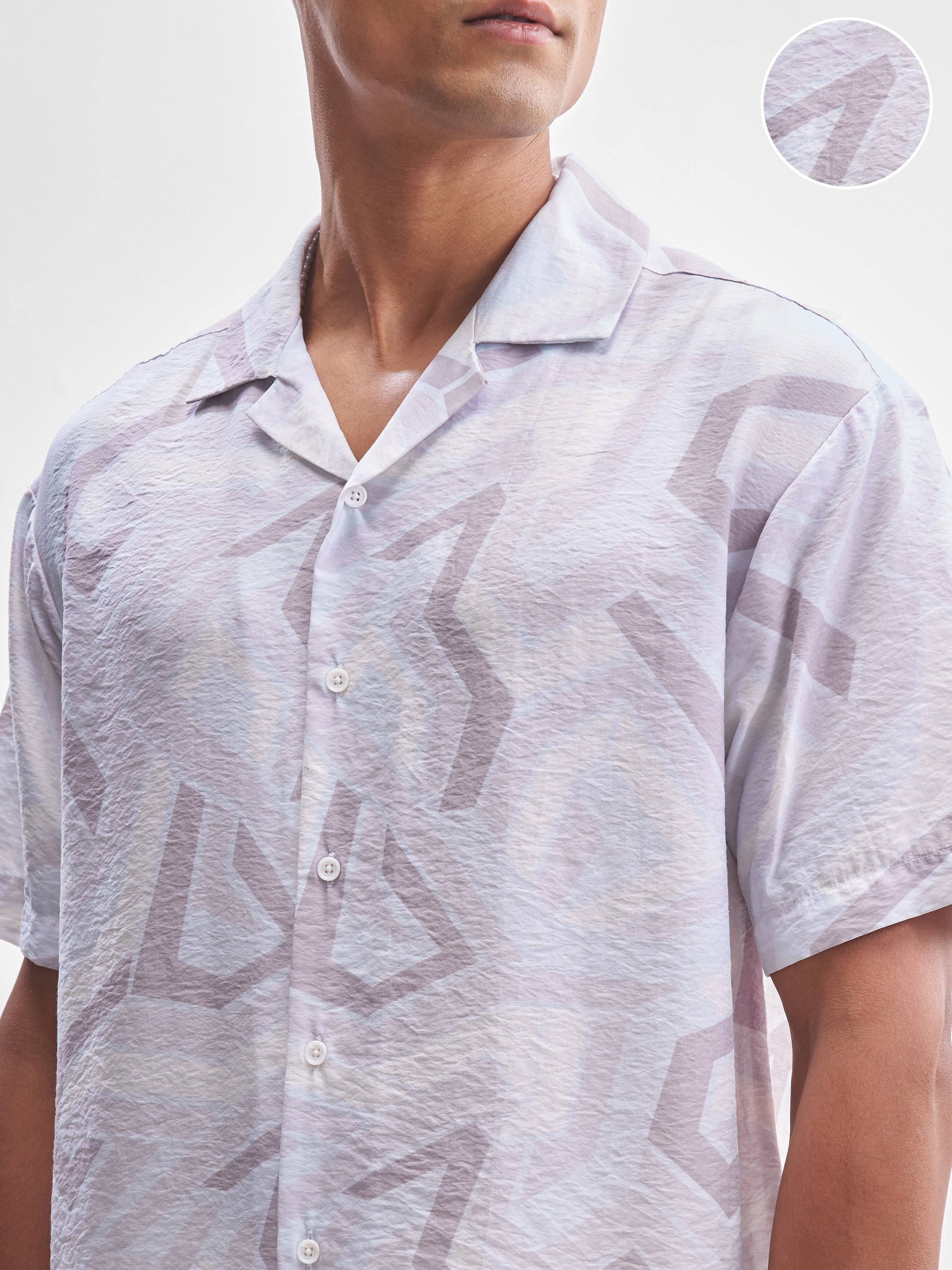 Highlander Men Lavender Printed Slim Fit Casual Shirt - Lavender - Image 5
