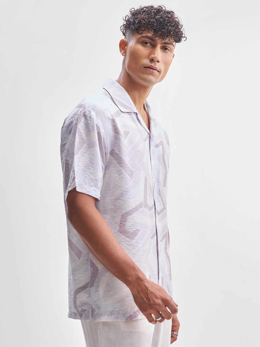 Highlander Men Lavender Printed Slim Fit Casual Shirt - Lavender - Image 6