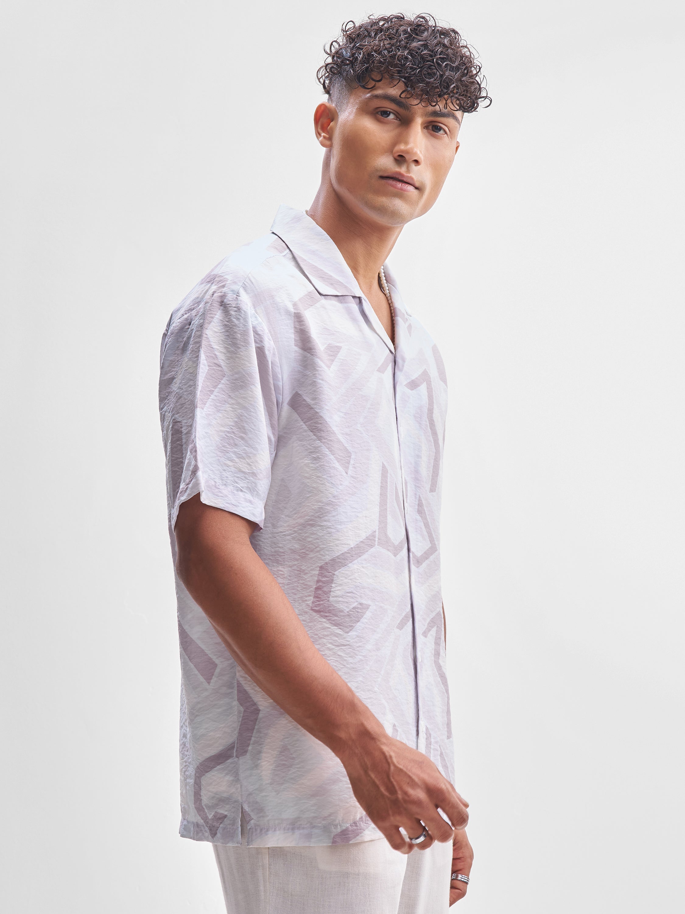 Highlander Men Lavender Printed Slim Fit Casual Shirt - Lavender - Image 6