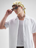 Highlander Men White Self Design Relaxed Fit Casual Shirt - White - Image 1