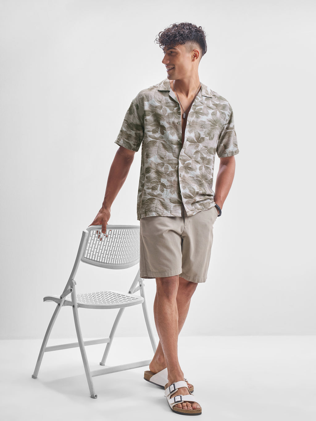 Highlander Men Olive Printed Relaxed Fit Casual Shirt - Olive - Image 2