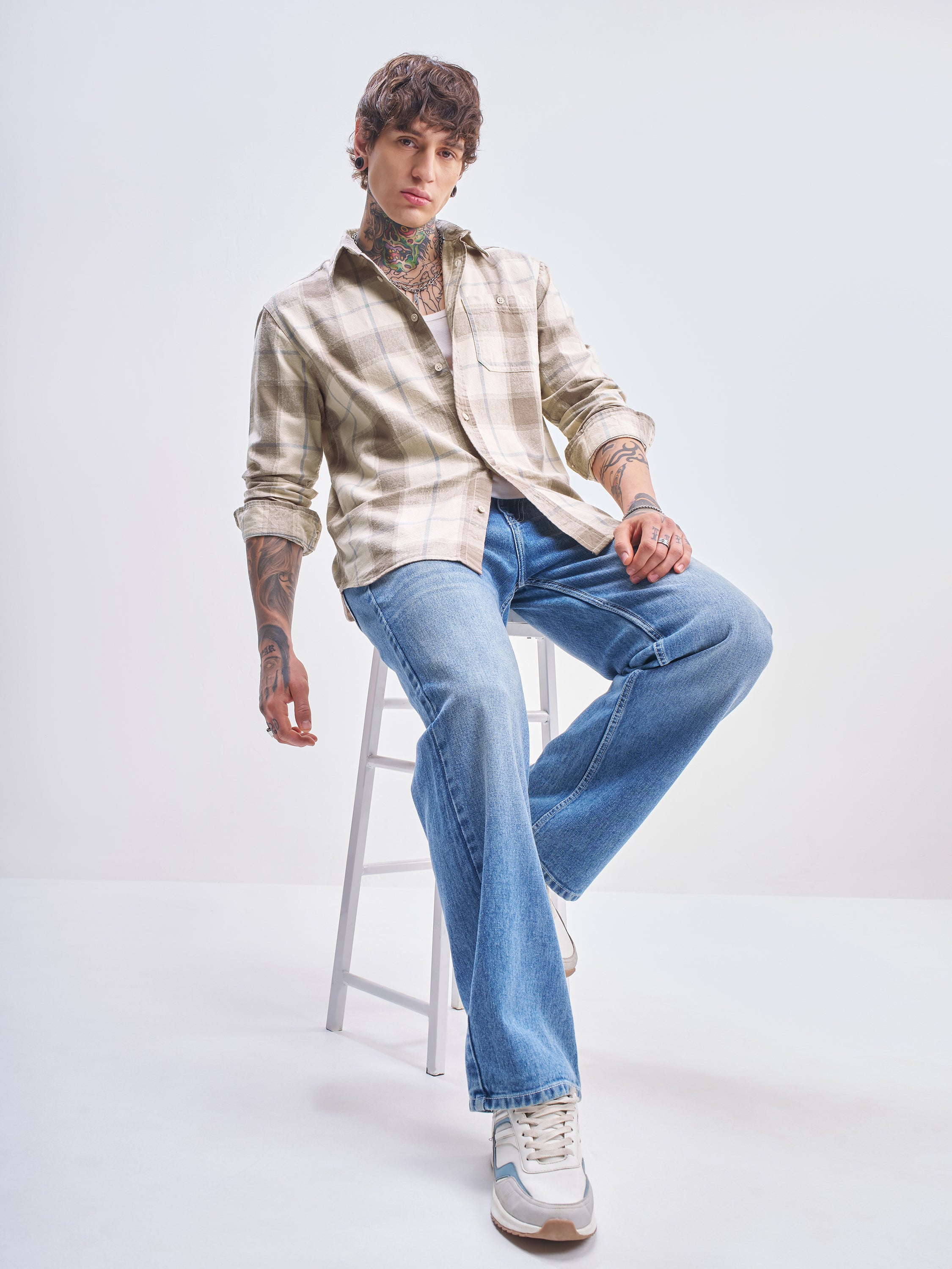 Highlander Men Brown Checked Relaxed Fit Casual Shirt - Brown - Image 2