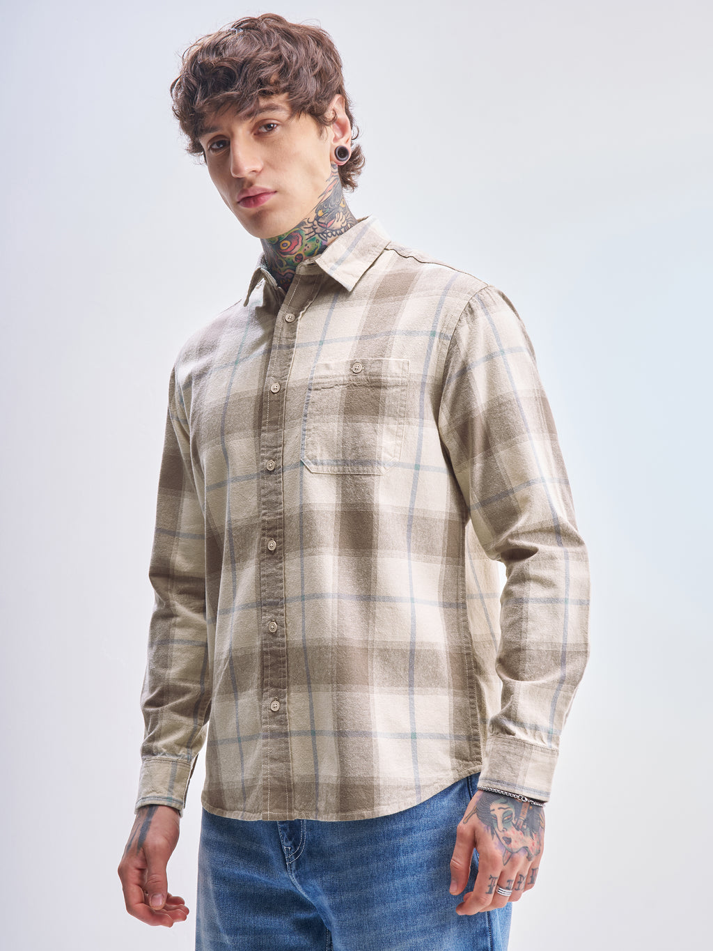 Highlander Men Brown Checked Relaxed Fit Casual Shirt - Brown - Image 4