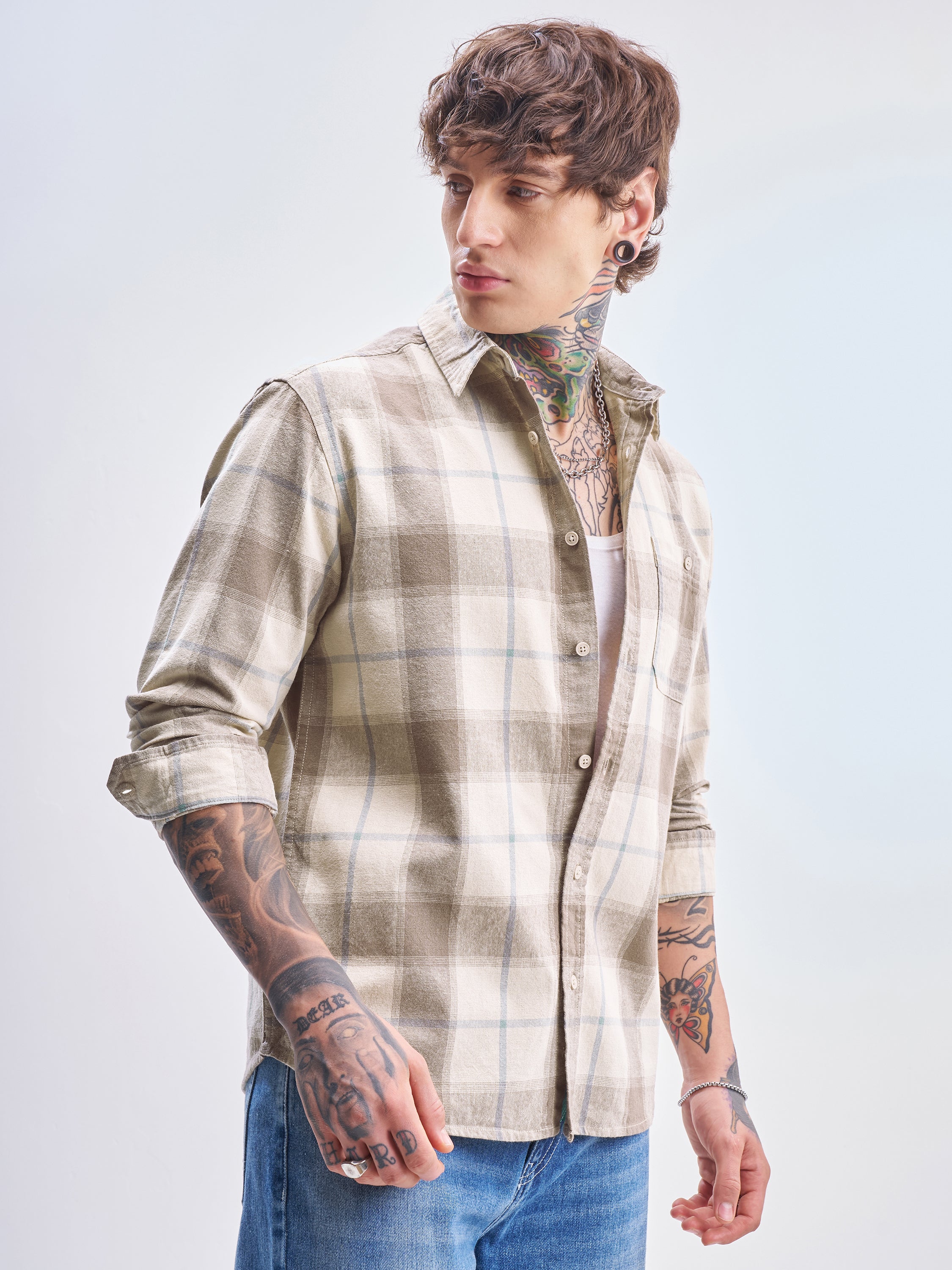 Highlander Men Brown Checked Relaxed Fit Casual Shirt - Brown - Image 6