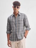 Highlander Men Blue Checked Slim Fit Casual Shirt - Blue - Image 1
