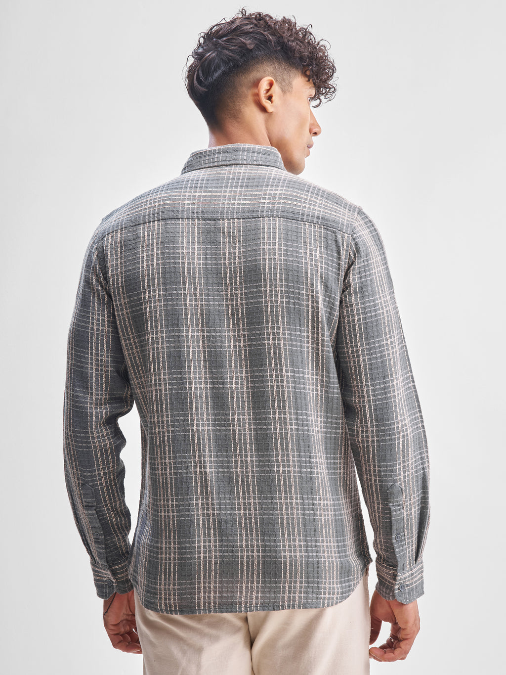 Highlander Men Blue Checked Slim Fit Casual Shirt - Blue - Image 3