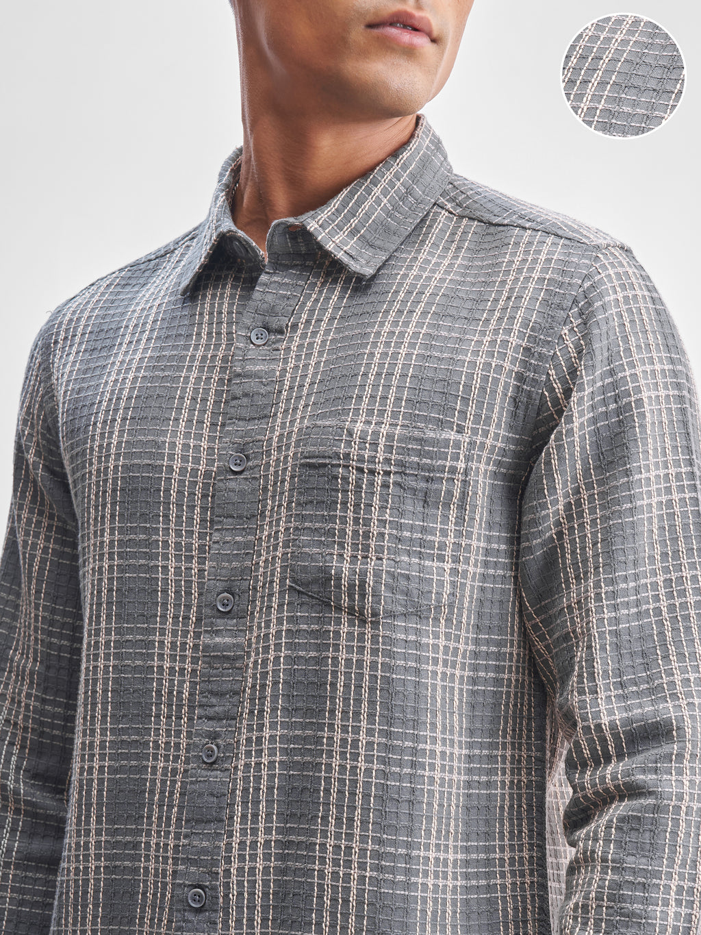 Highlander Men Blue Checked Slim Fit Casual Shirt - Blue - Image 5