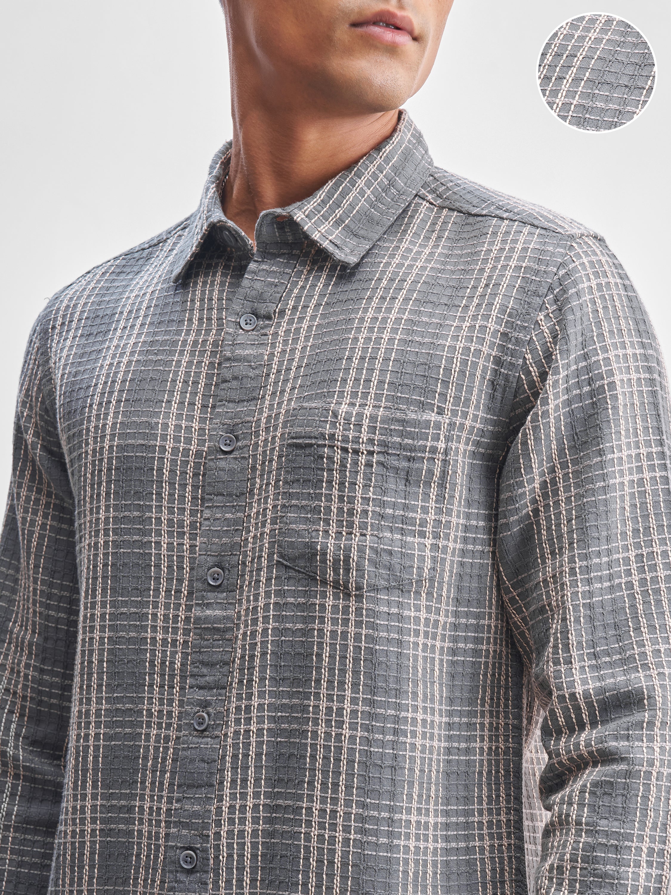 Highlander Men Blue Checked Slim Fit Casual Shirt - Blue - Image 5
