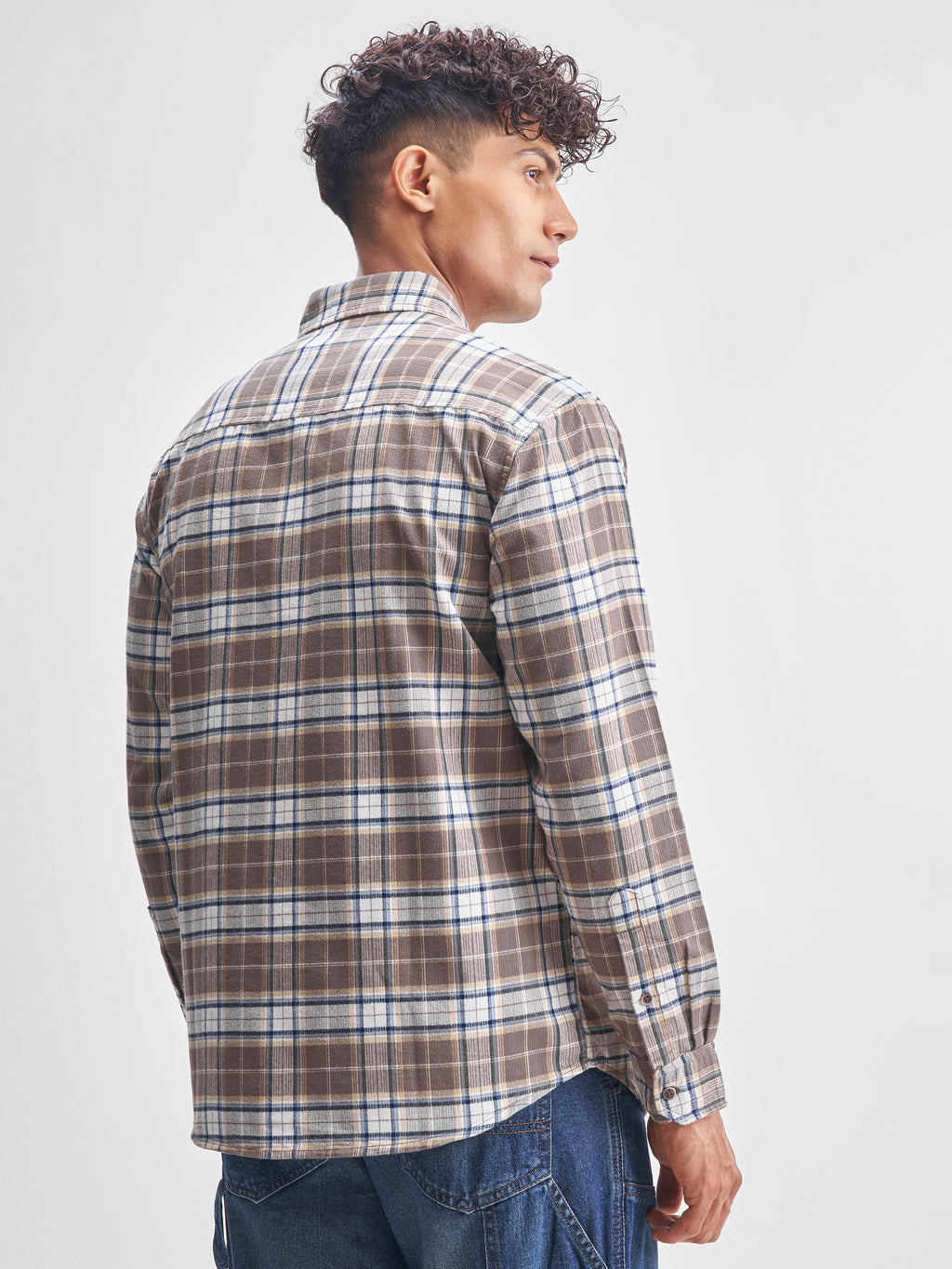 Highlander Men Beige Checked Relaxed Fit Casual Shirt - Beige - Image 3