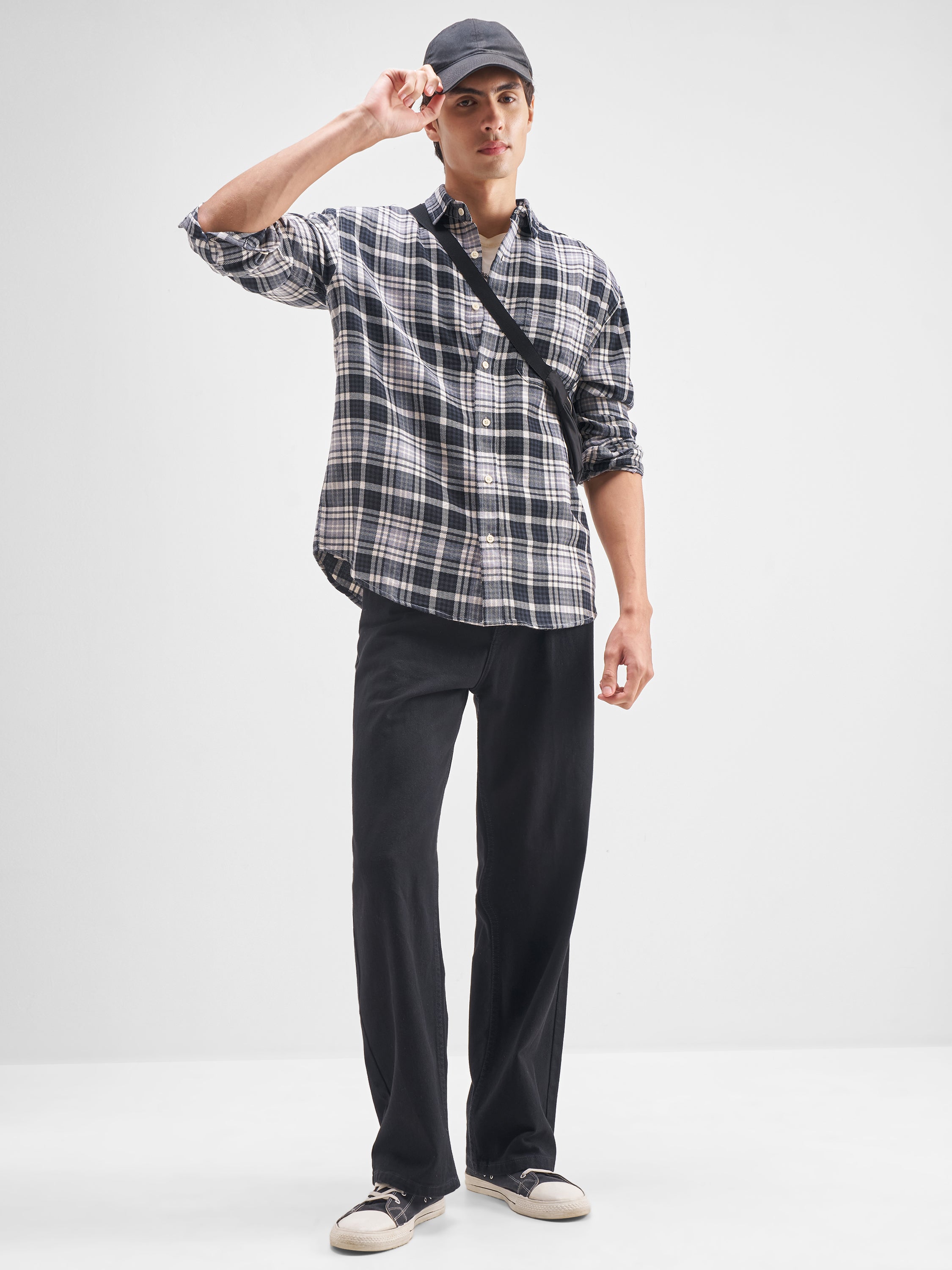 Highlander Men Charcoal Checked Regular Fit Casual Shirt - Charcoal - Image 2