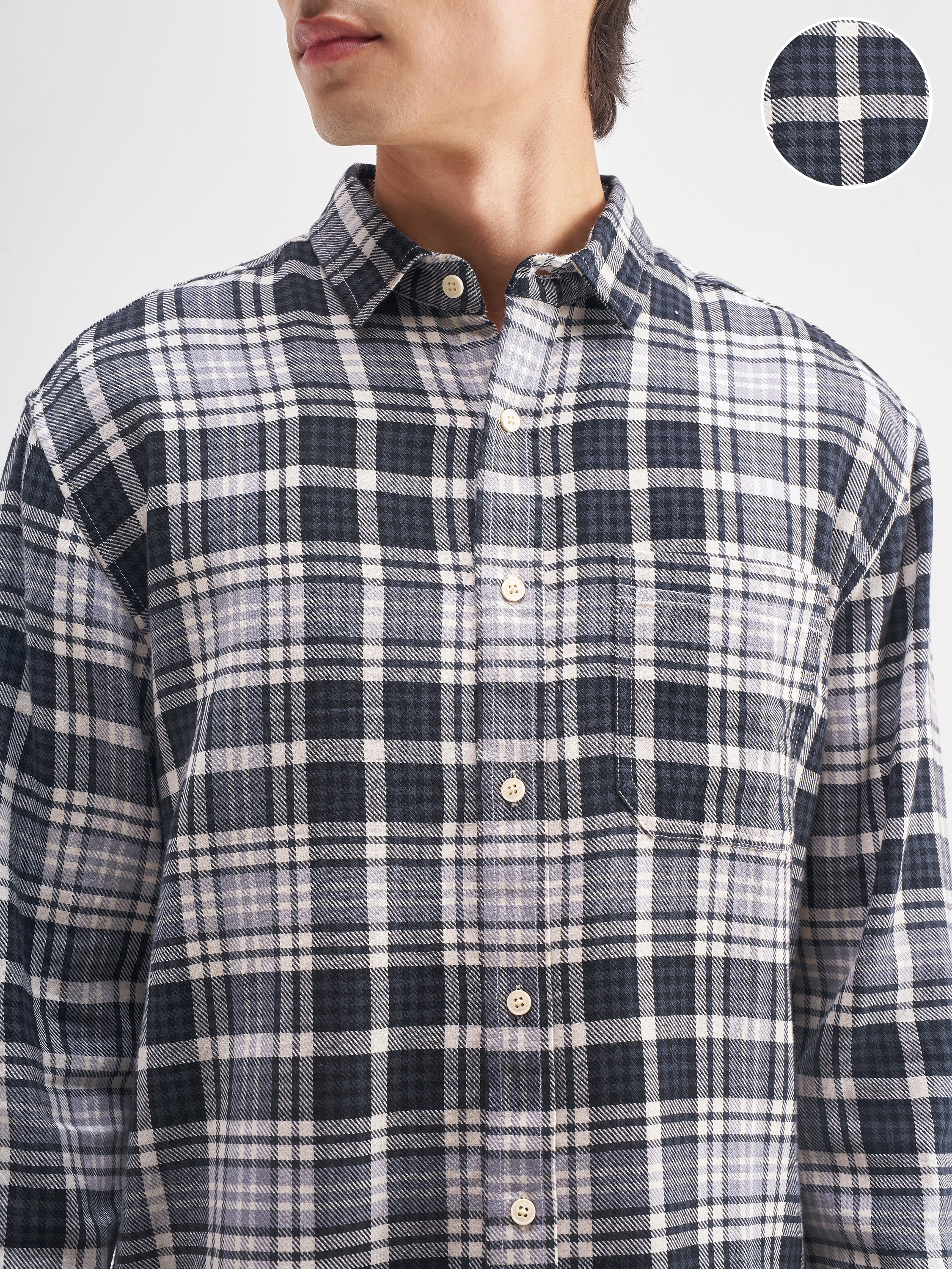 Highlander Men Charcoal Checked Regular Fit Casual Shirt - Charcoal - Image 5