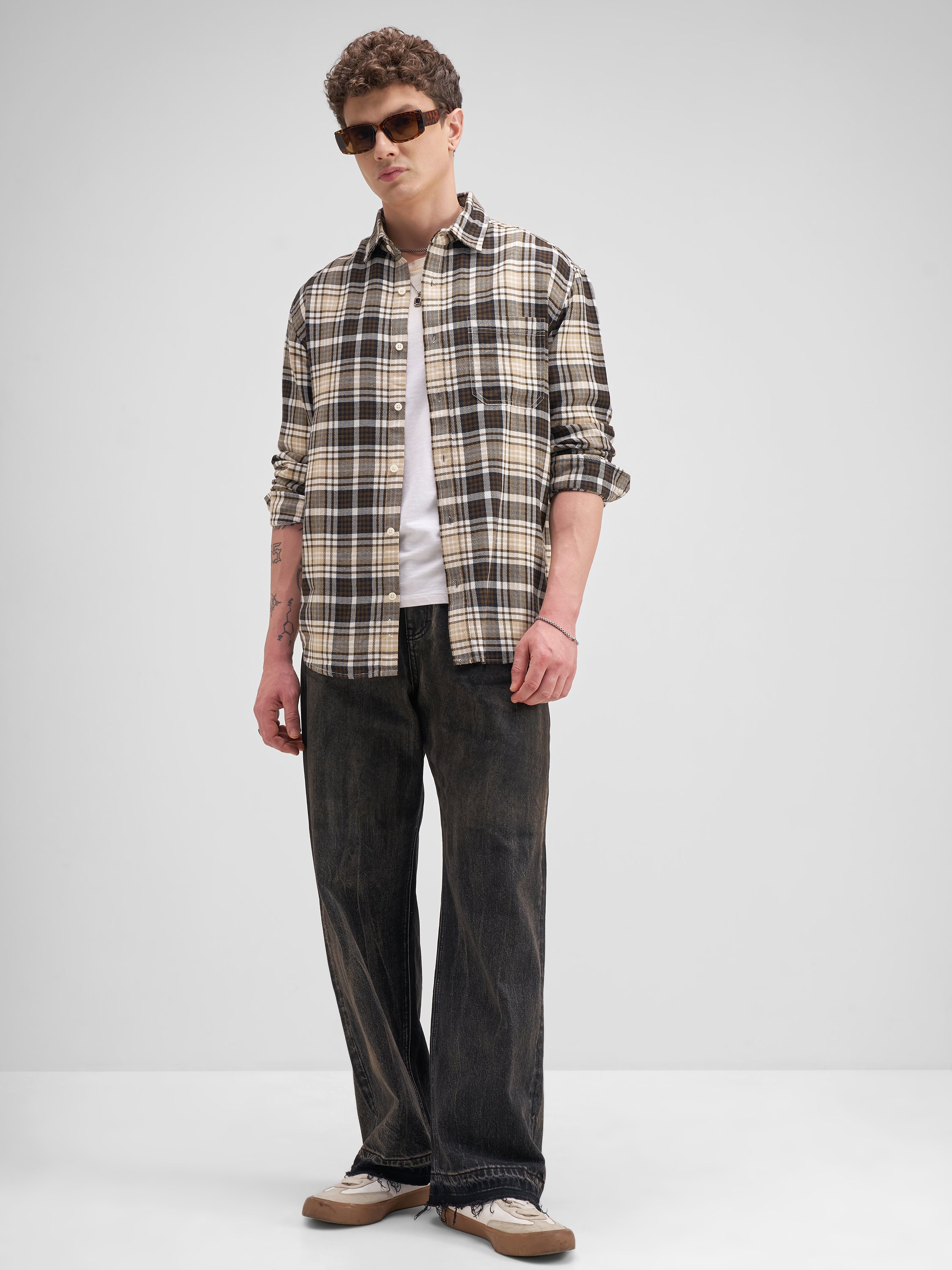 Highlander Men Brown Checked Relaxed Fit Casual Shirt - Brown - Image 2
