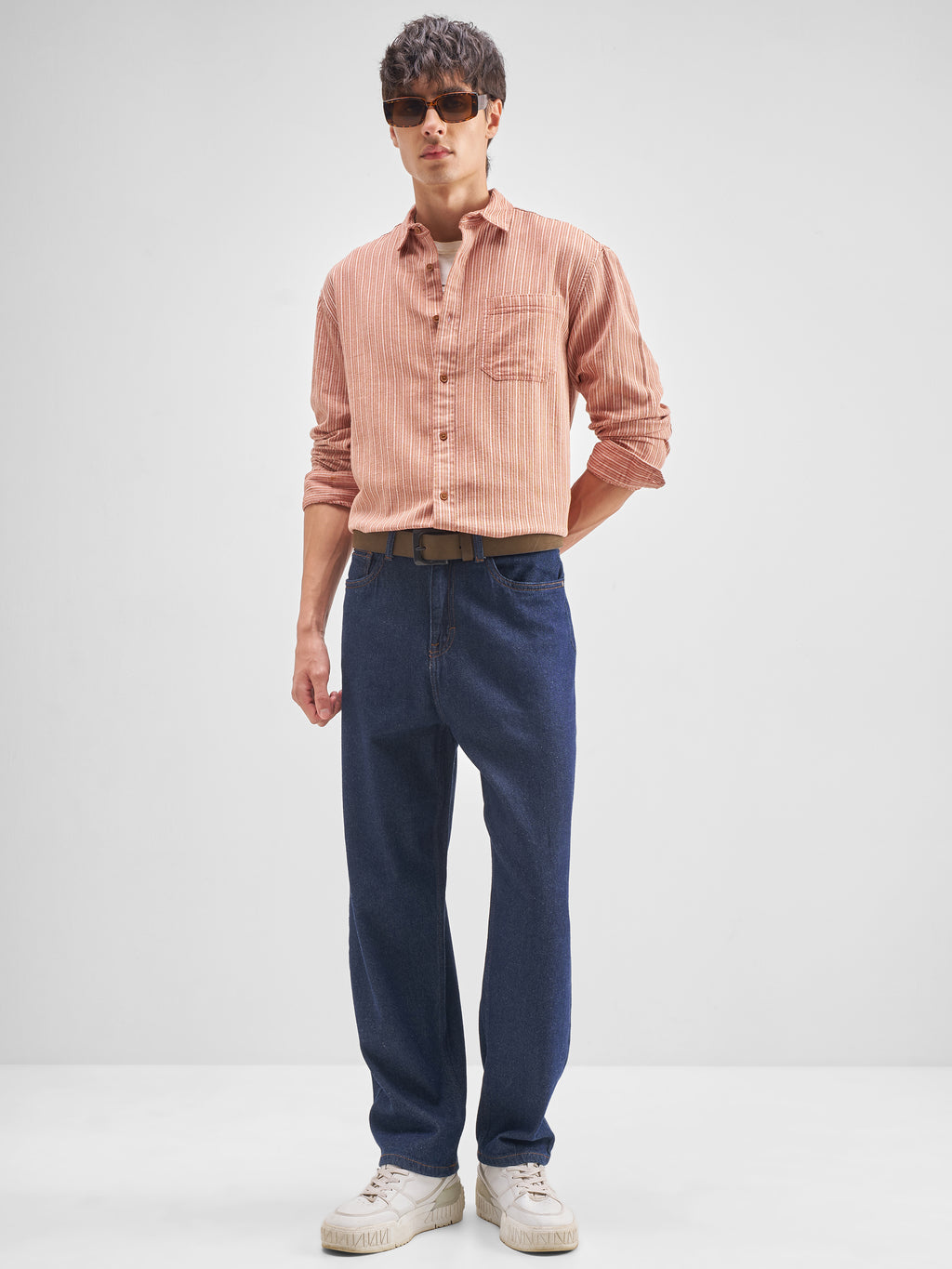 Highlander Men Rust Striped Relaxed Fit Casual Shirt - Rust - Image 2