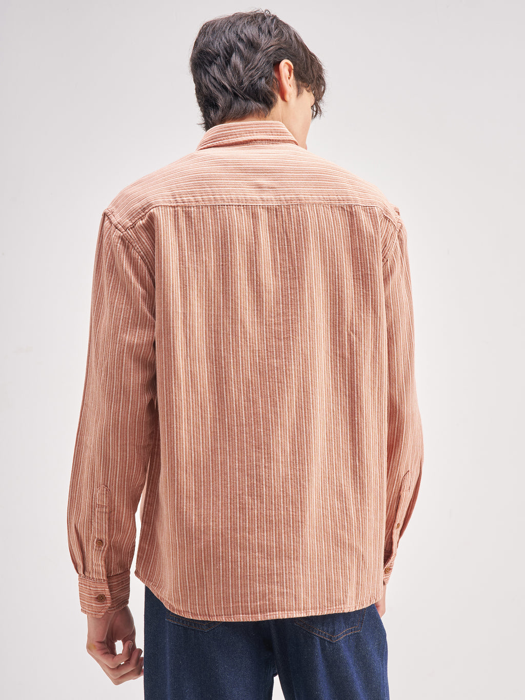 Highlander Men Rust Striped Relaxed Fit Casual Shirt - Rust - Image 3