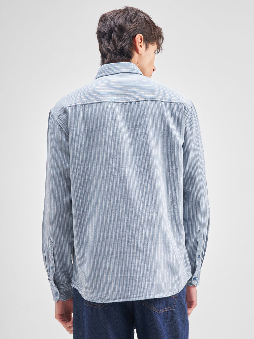 Highlander Men Blue Striped Relaxed Fit Casual Shirt - Blue - Image 3