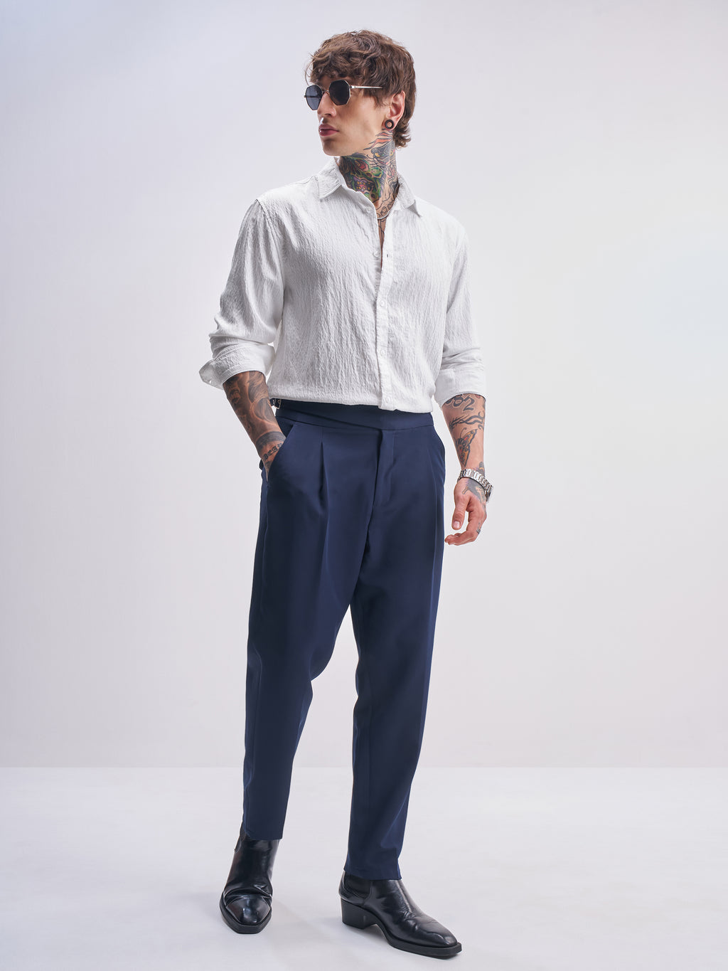 Highlander Men White Self Design Relaxed Fit Casual Shirt - White - Image 2