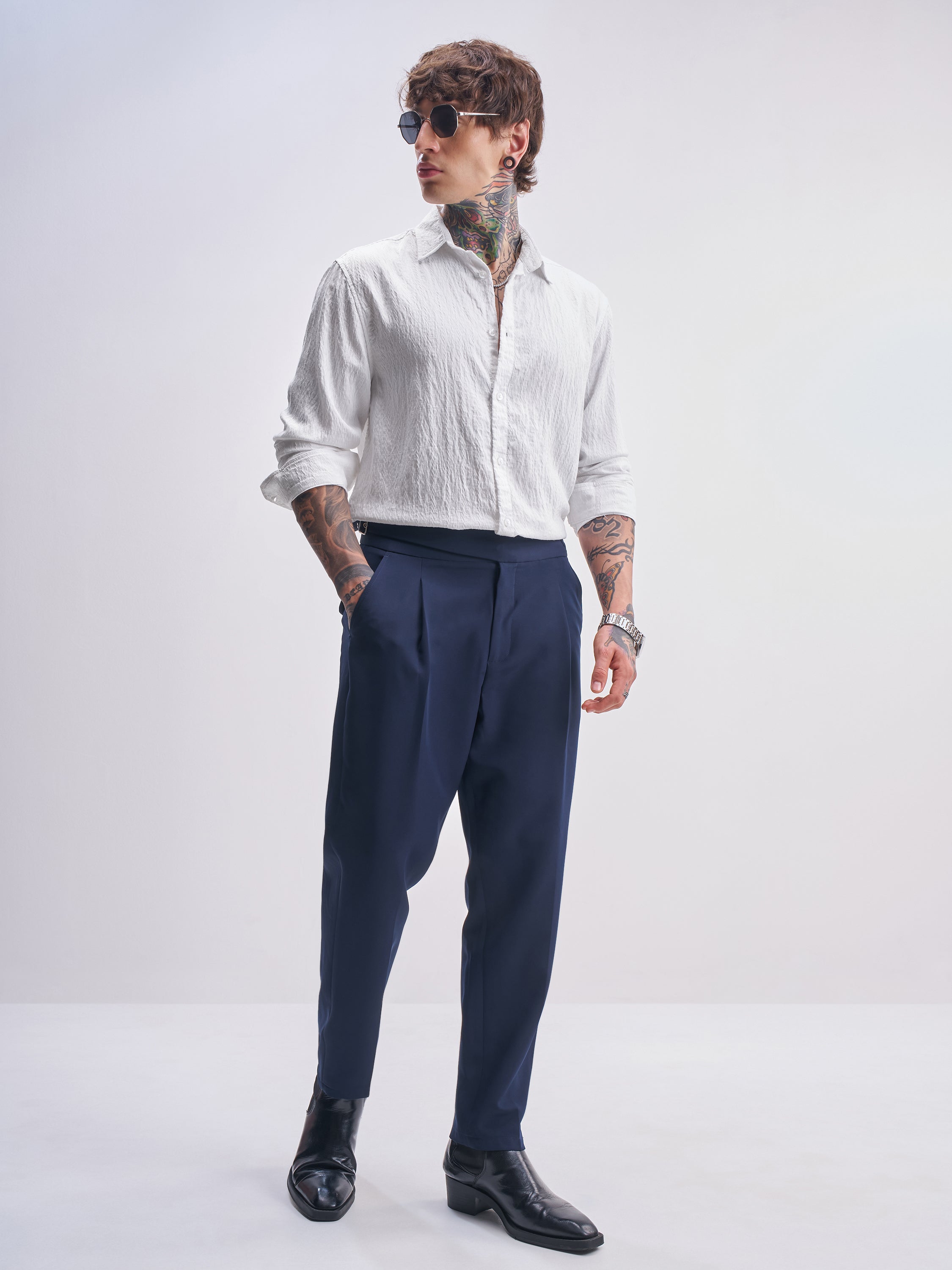 Highlander Men White Self Design Relaxed Fit Casual Shirt - White - Image 2