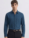 Highlander Men Blue Self Design Relaxed Fit Casual Shirt - Blue - Image 1