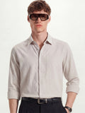 Highlander Men Cream Solid Relaxed Fit Casual Shirt - Cream - Image 1