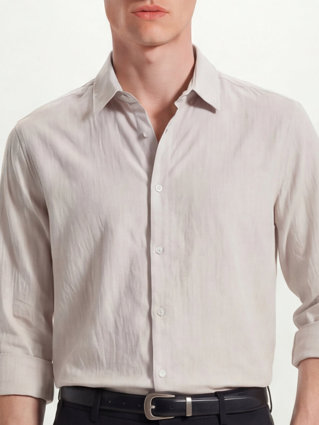 Highlander Men Cream Solid Relaxed Fit Casual Shirt - Cream - Image 5