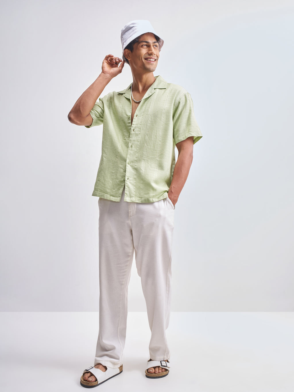 Highlander Men Green Self Design Relaxed Fit Casual Shirt - Green - Image 2