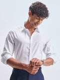 Highlander Men White Self Design Slim Fit Casual Shirt - White - Image 1