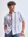 Highlander Men White Striped Relaxed Fit Casual Shirt - White - Image 1