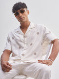 Highlander Men Cream Embroidered Relaxed Fit Casual Shirt - Cream - Image 1