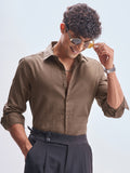 Highlander Men Brown Self Design Slim Fit Casual Shirt - Brown - Image 1