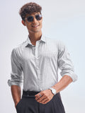 Highlander Men Grey Printed Slim Fit Casual Shirt - Grey - Image 1