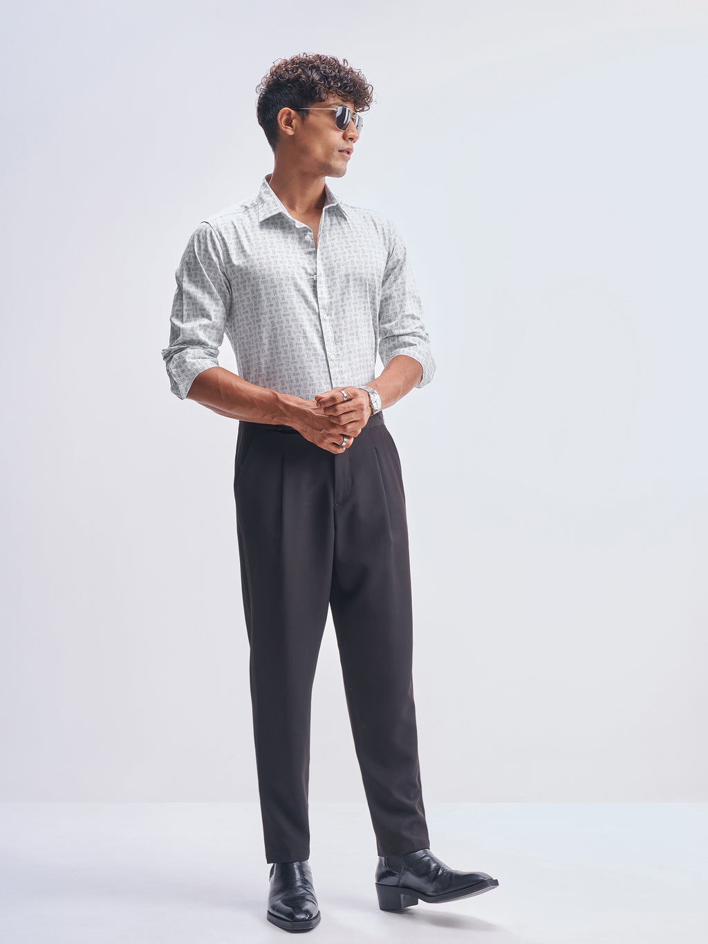 Highlander Men Grey Printed Slim Fit Casual Shirt - Grey - Image 2